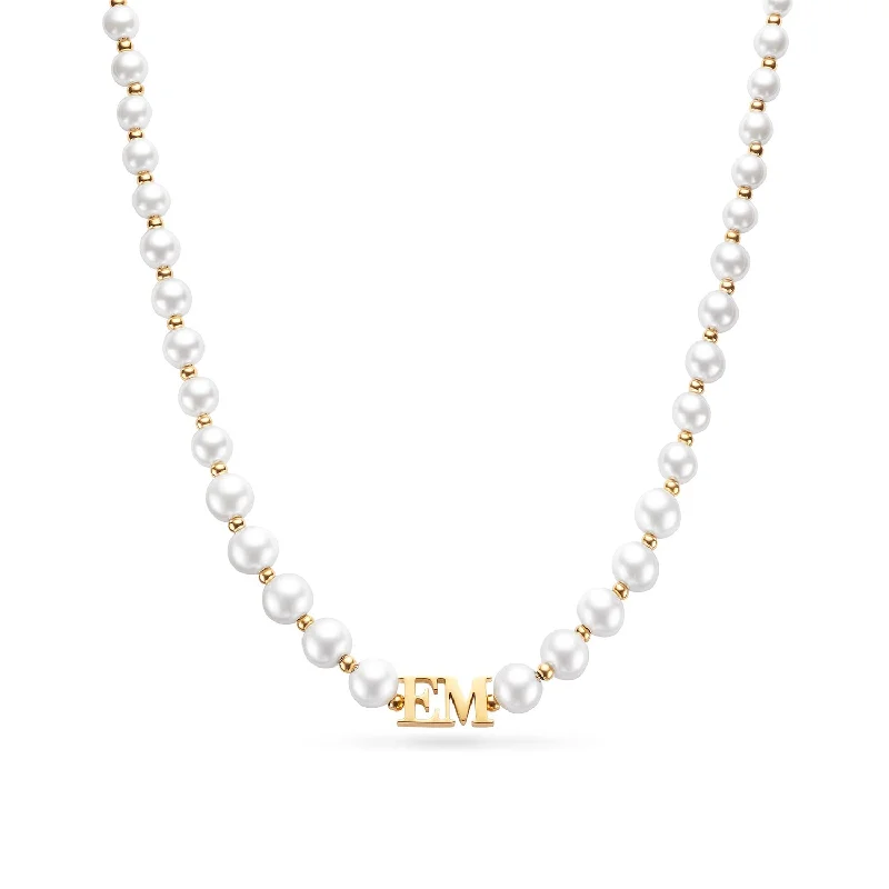 Shop Classic Women's  Necklaces & Pendants with a Modern Twist-Lunar Pearl Initial Choker (Gold)