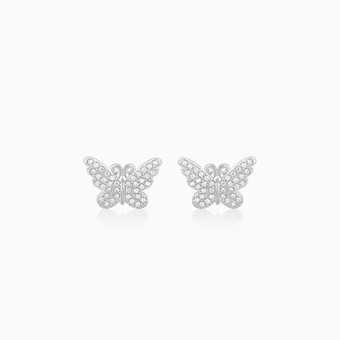 Women's Earrings – Elegant Designs for Every Personality--Silver Zircon Butterfly Studs