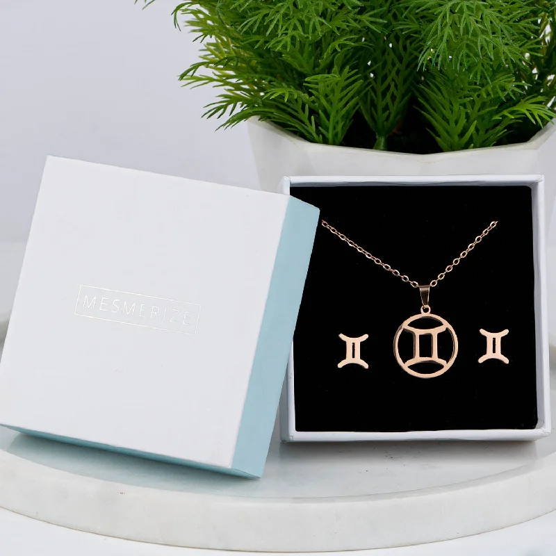 Custom Charm Bangles for Women-Gemini Necklace Earring Set (22 May - 21 Jun)