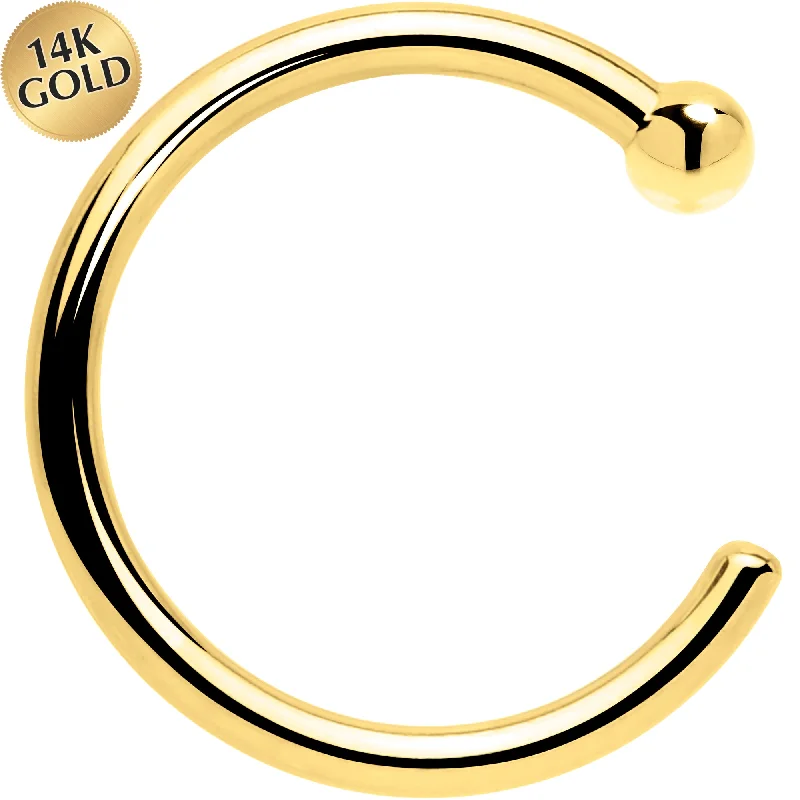 Nose Rings with Butterfly Charms -20 Gauge 1/4 14kt Solid Yellow Gold Nose Hoop