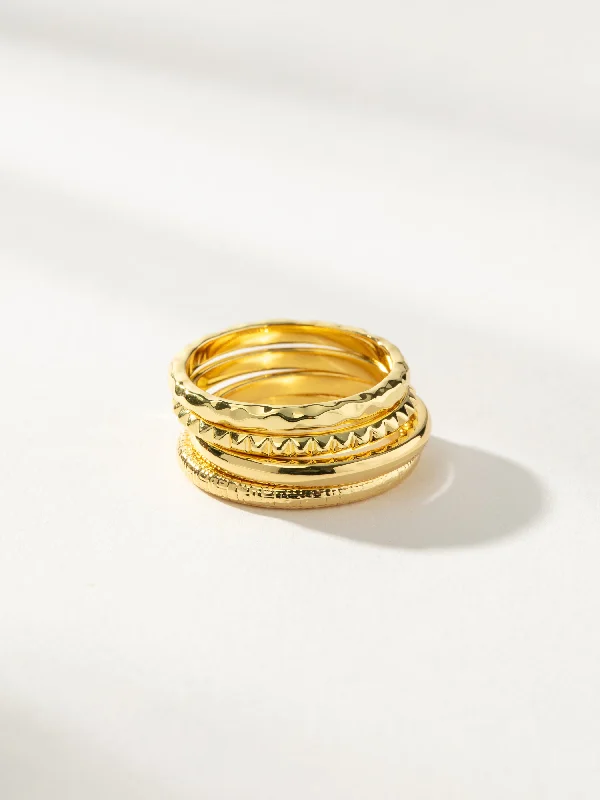Chic Women's Rings for Fashion-Forward Looks-Textured Ring Stack (Set of 4)