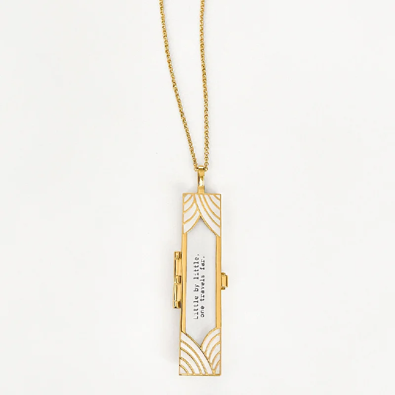 Shop Classic Women's  Necklaces & Pendants with a Modern Twist-Deco Fortune Locket (Pearl) - Gold