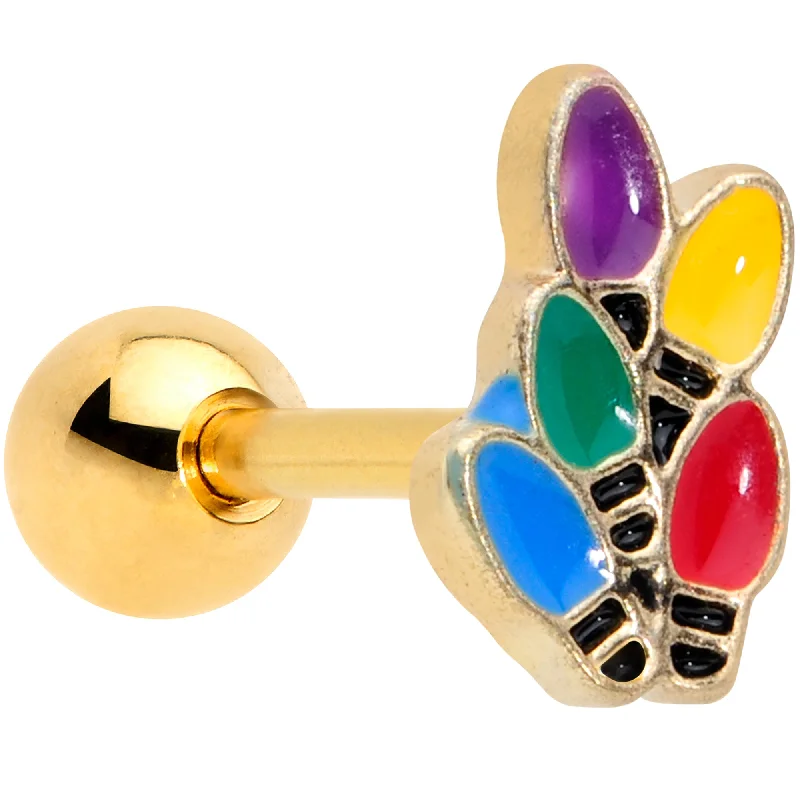 Women's Earrings – Elegant Designs for Every Personality--16 Gauge 1/4 Gold Tone Christmas Lights Holiday Cartilage Tragus