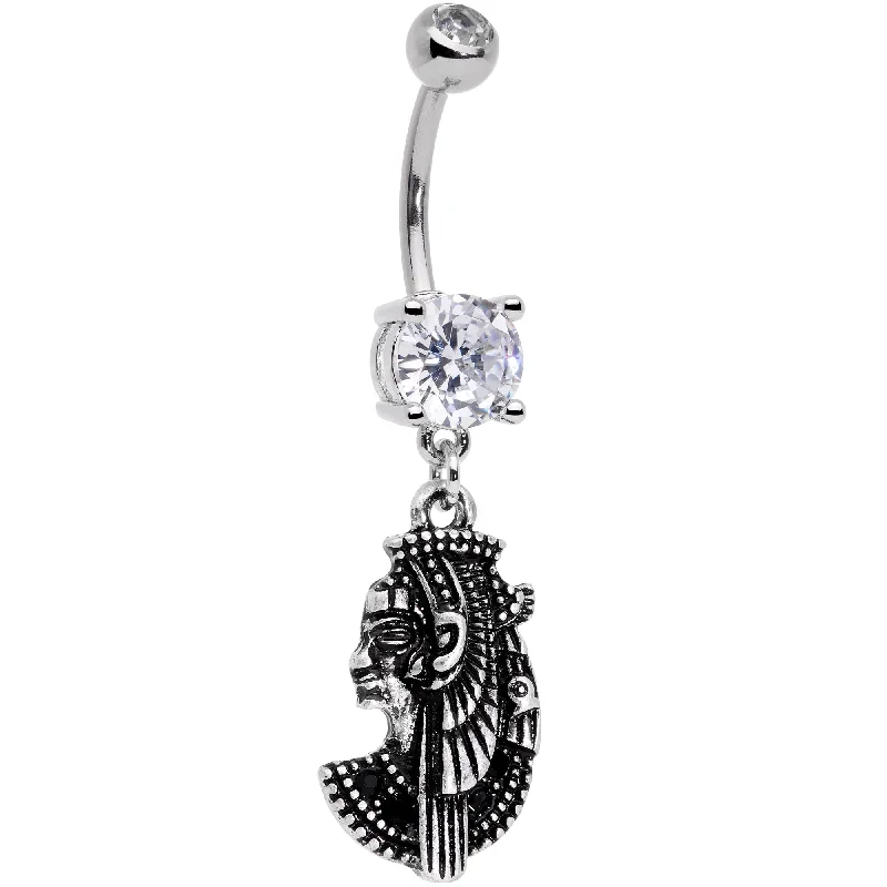 Designer Belly Rings for Elegant Style -Black CZ Gem Anubis Egyptian Dangle Belly Ring Designer Belly Rings for Elegant Style -Black CZ Gem Anubis Egyptian Dangle Belly Ring
