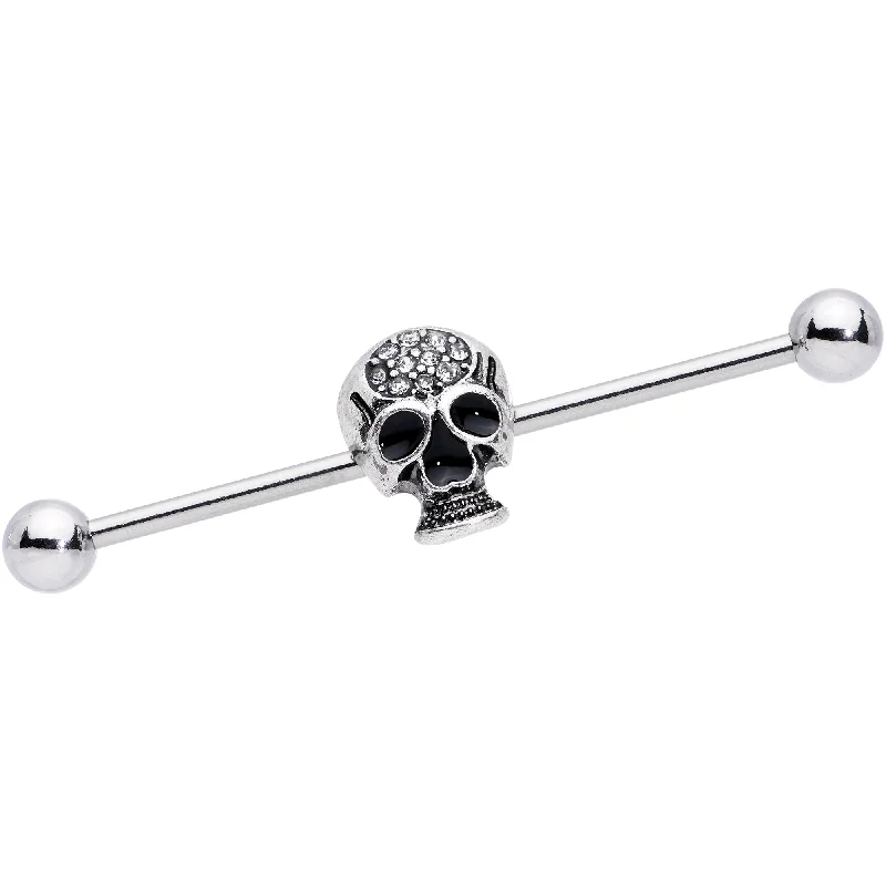 Women's Earrings – Elegant Designs for Every Personality--14 Gauge Clear Gem Angular Skull Halloween Industrial Barbell 38mm Women's Earrings – Elegant Designs for Every Personality--14 Gauge Clear Gem Angular Skull Halloween Industrial Barbell 38mm