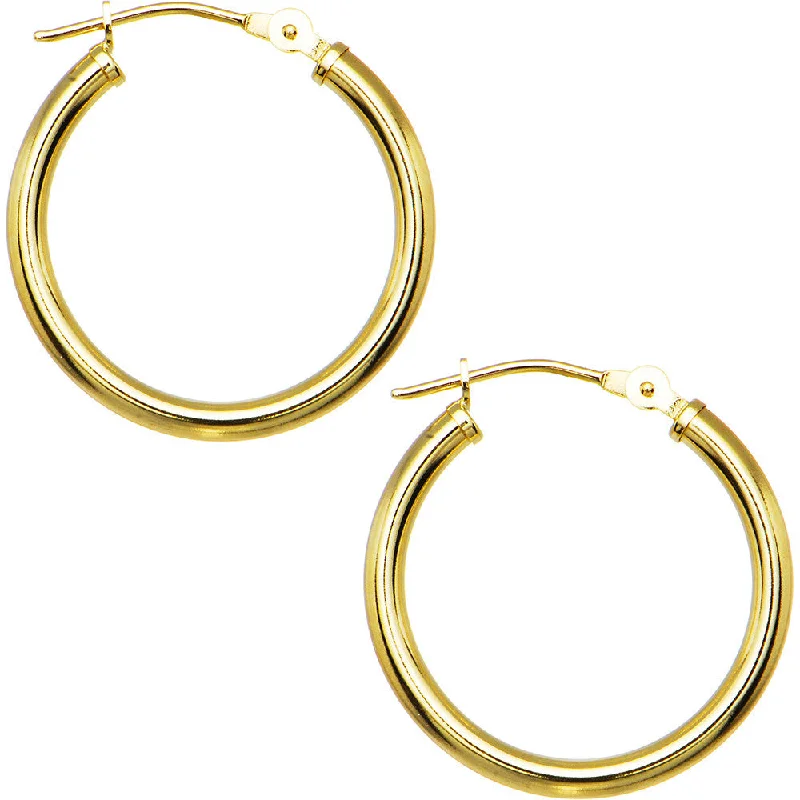 Women's Earrings – Elegant Designs for Every Personality--14KT Yellow Gold 2mm 3/4 Inch Hoop Earrings Women's Earrings – Elegant Designs for Every Personality--14KT Yellow Gold 2mm 3/4 Inch Hoop Earrings