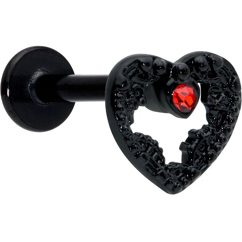 Trendy Lip Rings for Bold Looks16 Gauge 5/16 Red Gem Black Steampunk Skull Labret Monroe Tragus