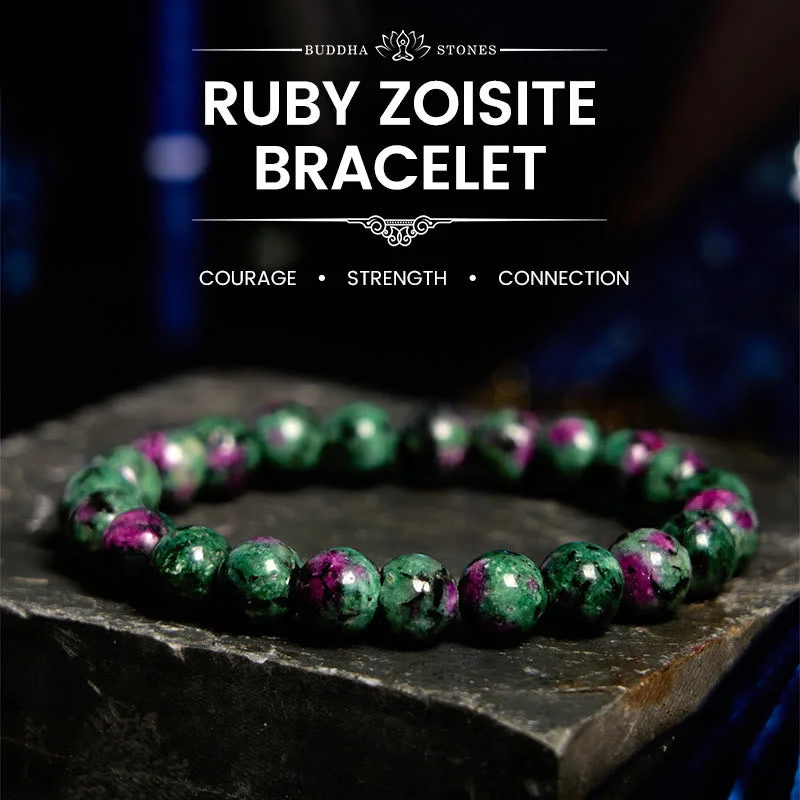 Adjustable Bracelets for Men-Buddha Stones Ruby Zoisite Connection Bracelet