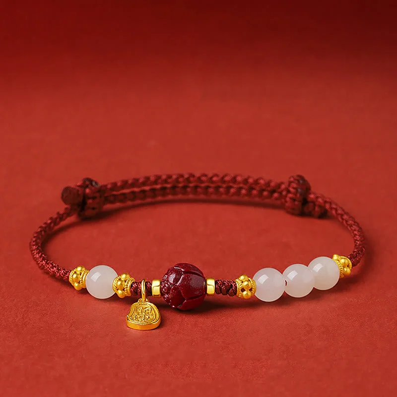 Sterling Silver Bangles for Women-Buddha Stones Fu Character Jade Cinnabar 24K Gold Plated Luck Red String Bracelet Sterling Silver Bangles for Women-Buddha Stones Fu Character Jade Cinnabar 24K Gold Plated Luck Red String Bracelet