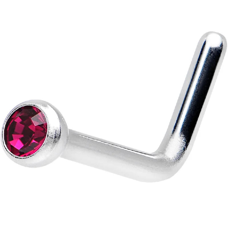 Comfortable and Fashionable Nose Rings -18 Gauge Ruby L-Shaped Nose Ring Created with Crystals Comfortable and Fashionable Nose Rings -18 Gauge Ruby L-Shaped Nose Ring Created with Crystals