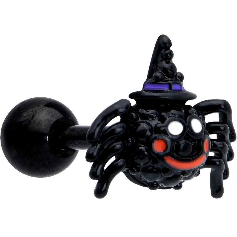 Women's Earrings – Elegant Designs for Every Personality--16 Gauge 1/4 Black Halloween Witchy Smiling Spider Cartilage Earring Women's Earrings – Elegant Designs for Every Personality--16 Gauge 1/4 Black Halloween Witchy Smiling Spider Cartilage Earring