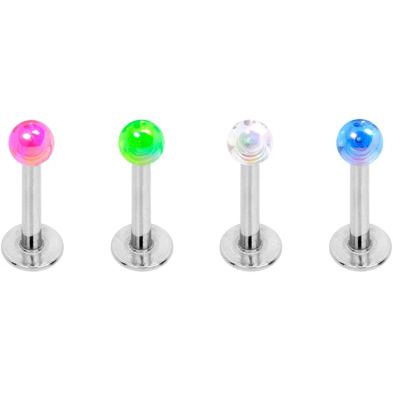 Women's Earrings – Elegant Designs for Every Personality--Multi Color Translucent Blast Ball Labret Monroe Set of 4