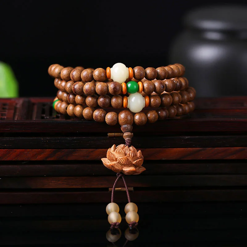 Minimalist Men's Bracelets-Buddha Stones 108 Mala Beads Peach Wood Bodhi Seed Lotus Prayer Meditation Bracelet Minimalist Men's Bracelets-Buddha Stones 108 Mala Beads Peach Wood Bodhi Seed Lotus Prayer Meditation Bracelet