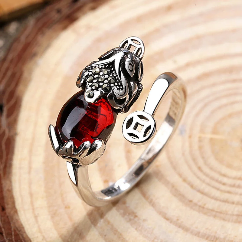 Chic Women's Rings for Fashion-Forward Looks-Buddha Stones FengShui Genstone PiXiu Wealth Adjustable Ring Chic Women's Rings for Fashion-Forward Looks-Buddha Stones FengShui Genstone PiXiu Wealth Adjustable Ring