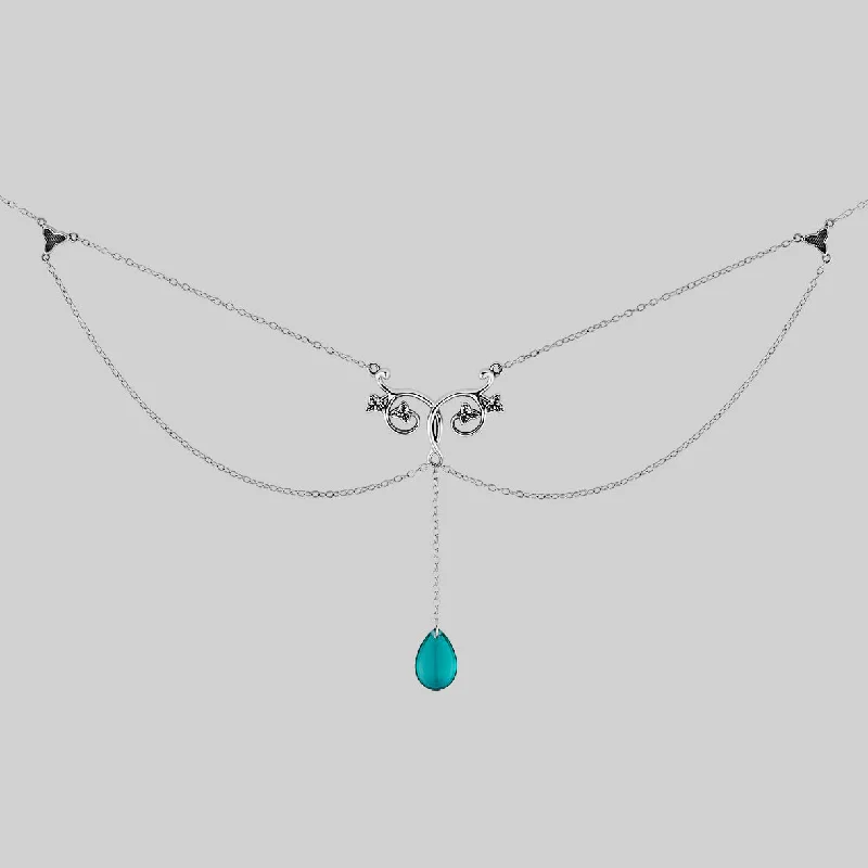 Shop Classic Women's  Necklaces & Pendants with a Modern Twist-FAITH. Glass Droplet Ivy Necklace - Silver