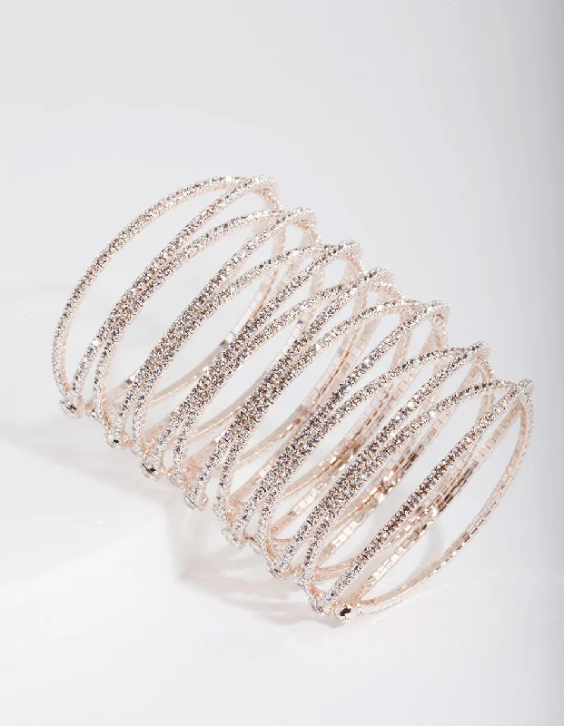 Women's Bangles with Emeralds-Rose Gold Crossover Diamante