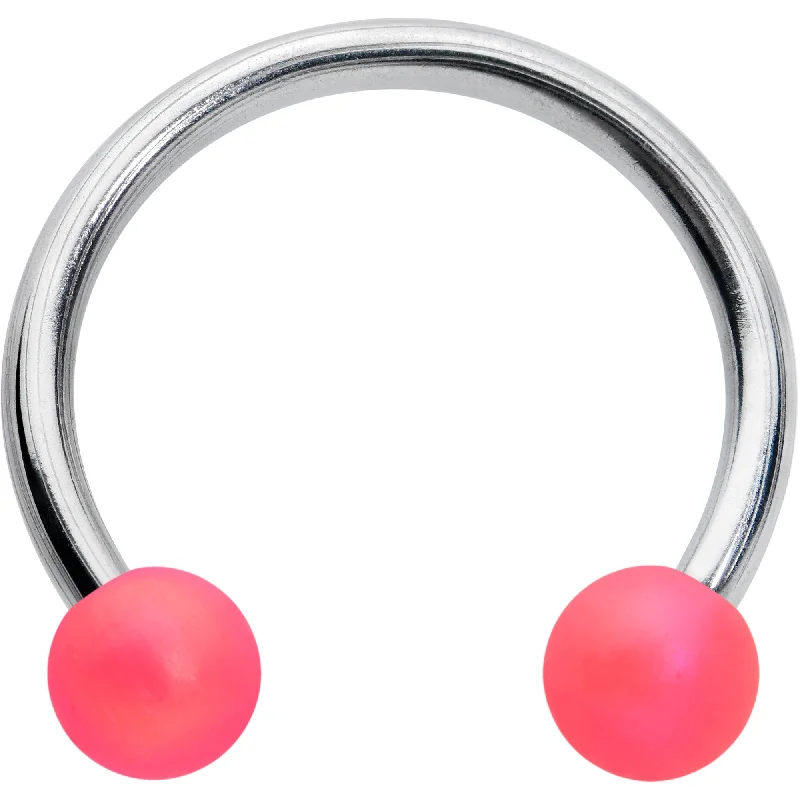 Comfortable Lip Rings for Easy Fit16 Gauge 3/8 Matte Pink Aurora Horseshoe Circular Barbell