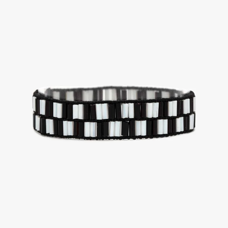 Classy Bangles for Women-Checkerboard Bead Stretch Bracelet