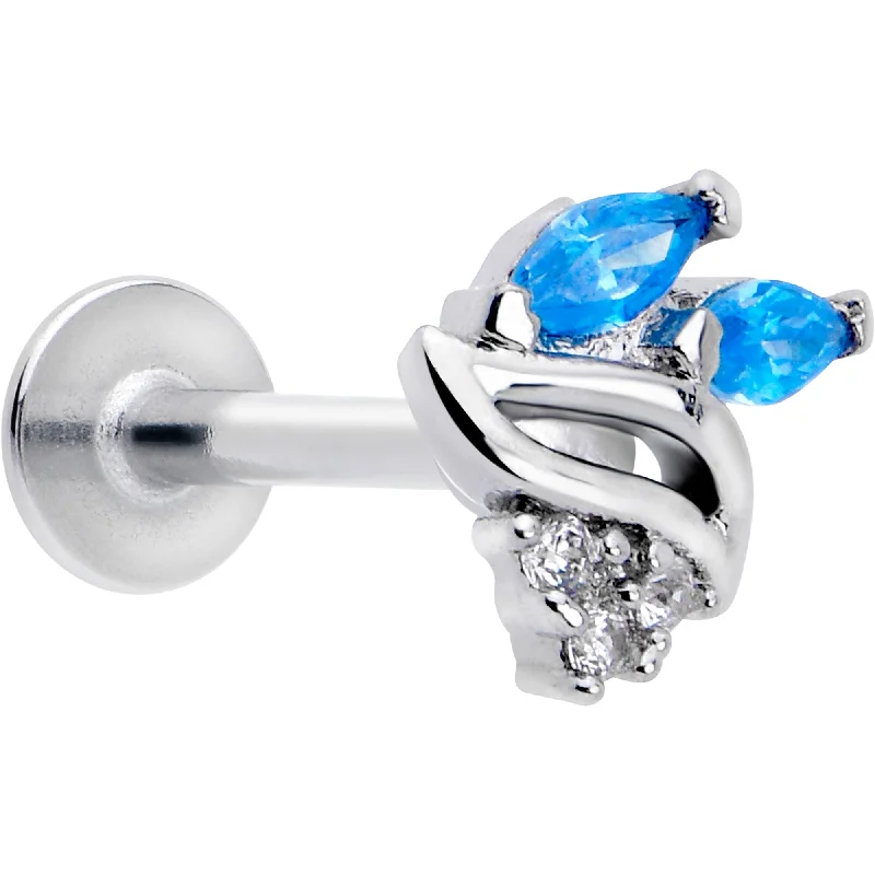 Lip Rings for Sophisticated Piercings16 Gauge 5/16 Blue CZ Gem Swirl Fan Labret Monroe Tragus
