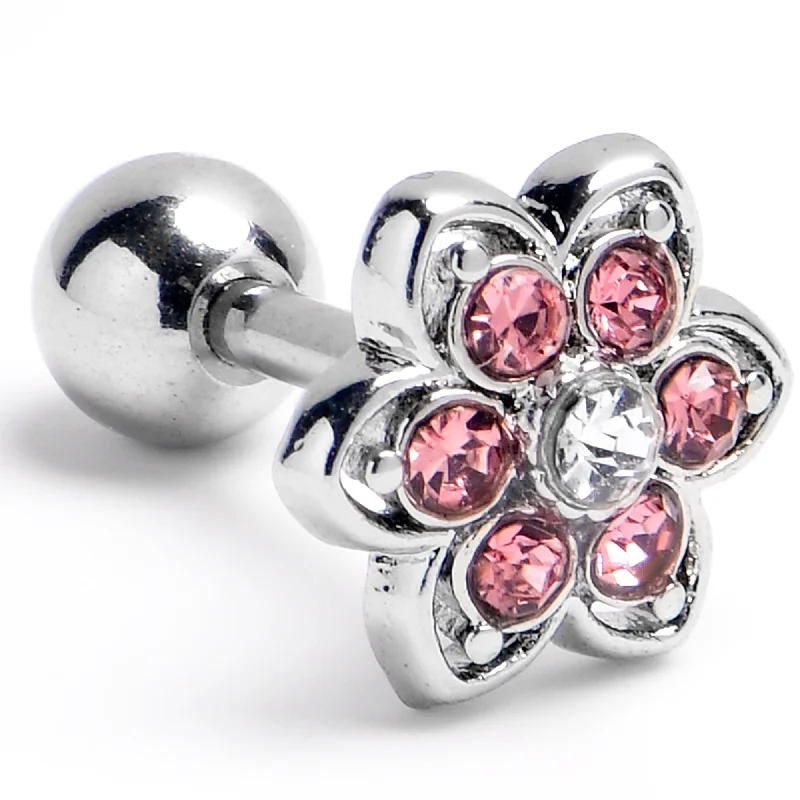 Women's Earrings – Elegant Designs for Every Personality--16 Gauge 1/4 Pink Radiant Blossom Flower Cartilage Tragus Earring Women's Earrings – Elegant Designs for Every Personality--16 Gauge 1/4 Pink Radiant Blossom Flower Cartilage Tragus Earring
