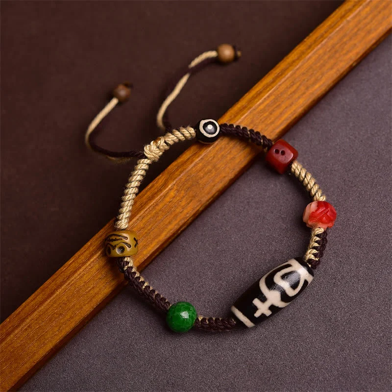 Wrist Bracelets with Adjustable Length for Men-Buddha Stones Handmade Tibetan Dzi Bead Wealth Braided Rope Bracelet Wrist Bracelets with Adjustable Length for Men-Buddha Stones Handmade Tibetan Dzi Bead Wealth Braided Rope Bracelet