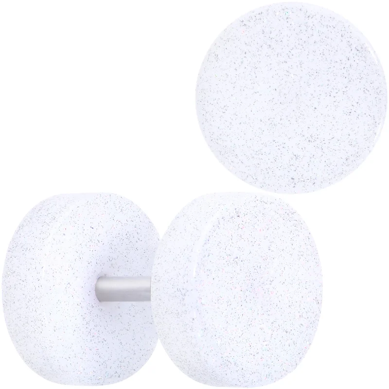 Women's Earrings – Elegant Designs for Every Personality--18 Gauge White Shimmer Acrylic Cheater Plug Set Women's Earrings – Elegant Designs for Every Personality--18 Gauge White Shimmer Acrylic Cheater Plug Set