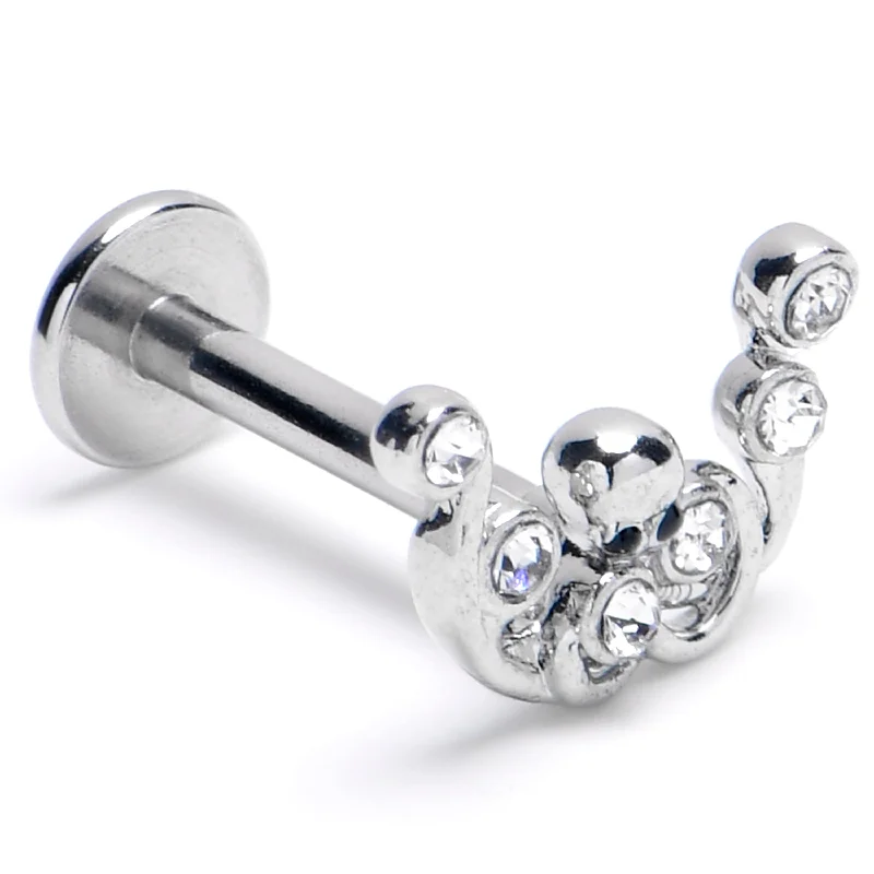 Elegant Lip Rings for Daily Wear16 Gauge 5/16 Clear Gem Scrolling Elegance Labret Monroe Tragus