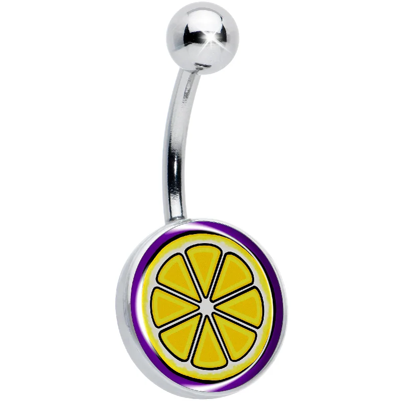 Belly Rings with Glowing Gemstones for Bold Style -Yellow Slice of Lemon Belly Ring