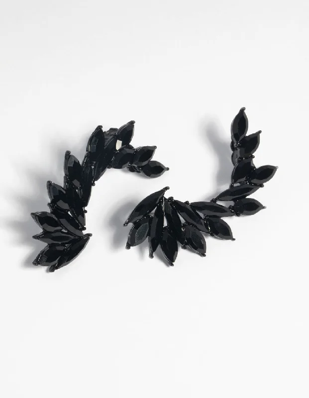 Women's Earrings – Elegant Designs for Every Personality--Matte Black Marquise Cuff Earrings