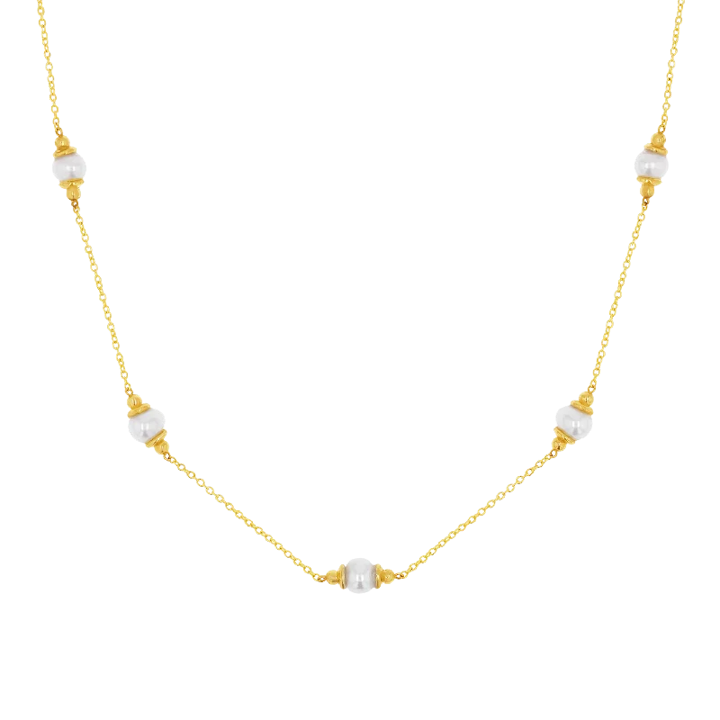 Shop Classic Women's Necklaces & Pendants with a Modern Twist-Pearl Station Necklace Shop Classic Women's Necklaces & Pendants with a Modern Twist-Pearl Station Necklace