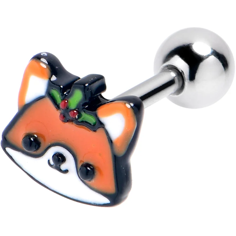 Women's Earrings – Elegant Designs for Every Personality--16 Gauge 5/16 Holly Holiday Fox Cartilage Tragus Earring