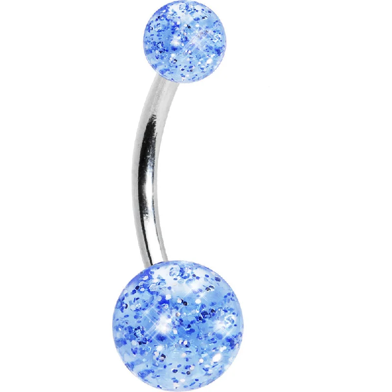 Comfortable Belly Rings for Perfect Fit -Blue Mist GLITTER Banana Belly Ring