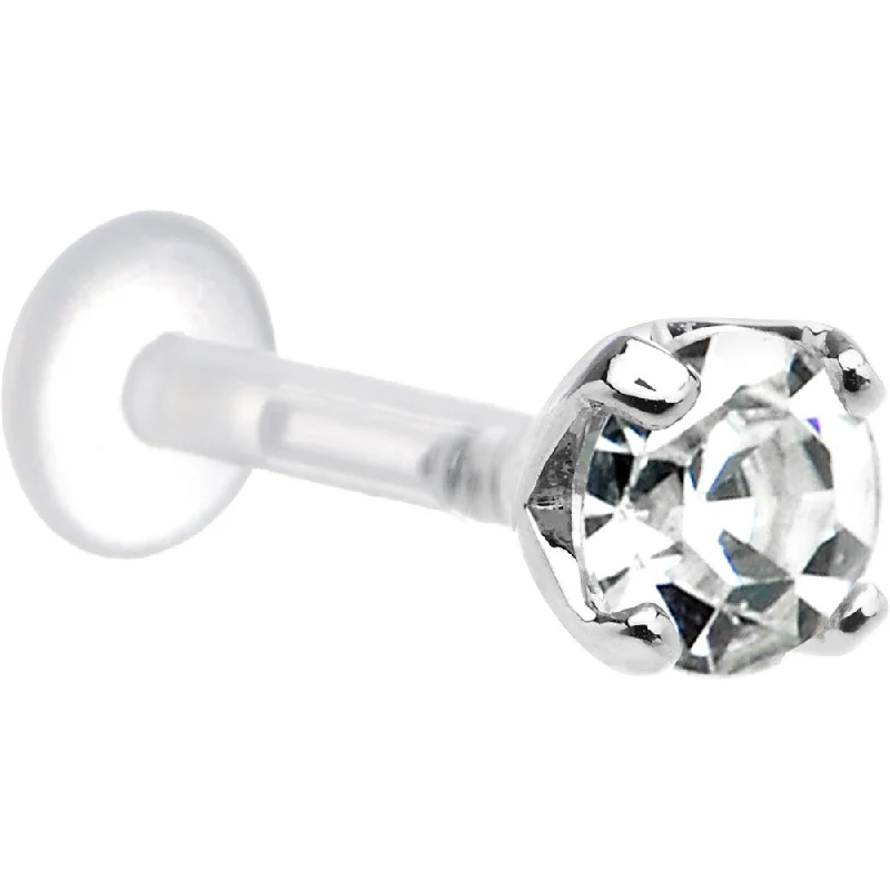 Affordable Lip Rings with Classy Designs14 Gauge 5/16 Clear CZ Round Bioplast Tragus Labret Monroe Affordable Lip Rings with Classy Designs14 Gauge 5/16 Clear CZ Round Bioplast Tragus Labret Monroe