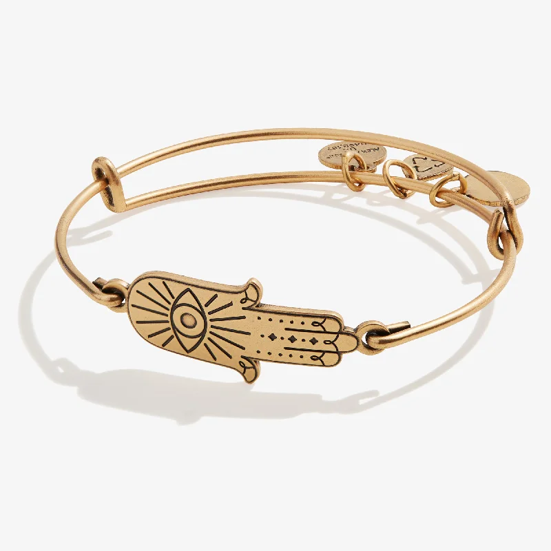 Luxe Crystal Bangles for Women-Spiritual Armor Hamsa Inline Charm Bangle