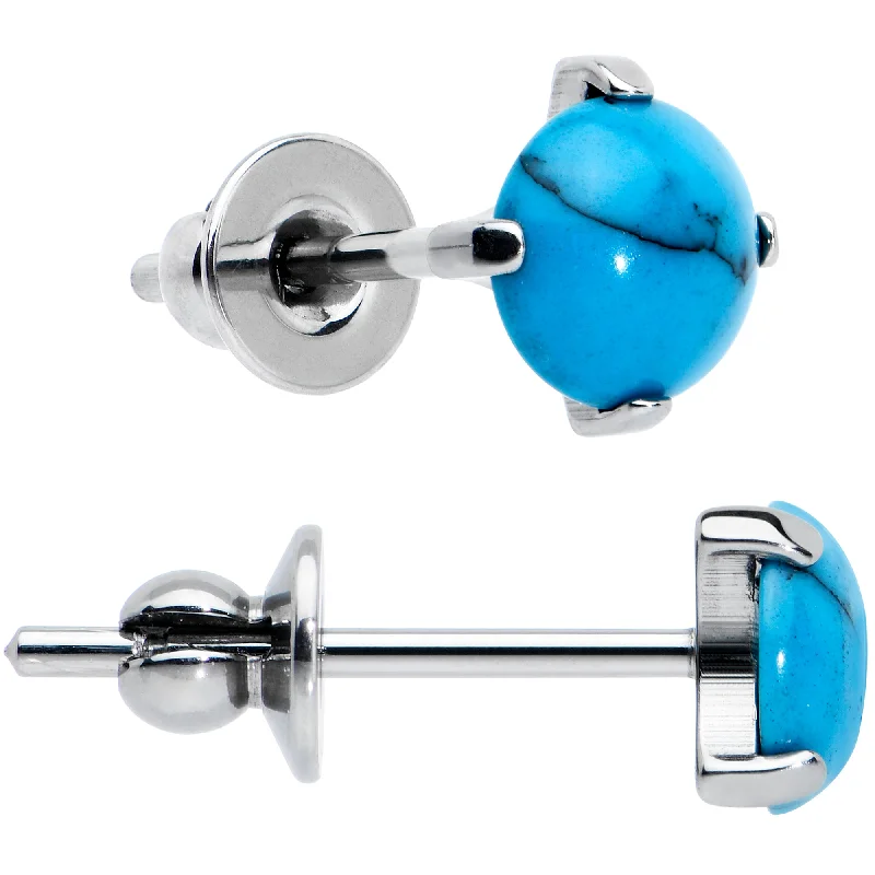 Women's Earrings – Elegant Designs for Every Personality--4mm Blue Turquoise Stone Implant Grade Titanium Stud Earrings Women's Earrings – Elegant Designs for Every Personality--4mm Blue Turquoise Stone Implant Grade Titanium Stud Earrings