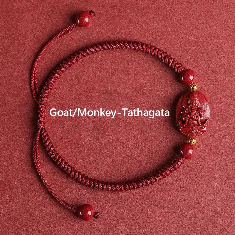 Women's Bangles with Ruby Accents-Buddha Stones Chinese Zodiac Natal Buddha Cinnabar Keep Away Evil Spirits Rope Bracelet Women's Bangles with Ruby Accents-Buddha Stones Chinese Zodiac Natal Buddha Cinnabar Keep Away Evil Spirits Rope Bracelet