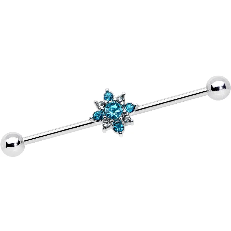 Women's Earrings – Elegant Designs for Every Personality--14 Gauge Blue Gem Frosty Snowflake Christmas Industrial Barbell 38mm Women's Earrings – Elegant Designs for Every Personality--14 Gauge Blue Gem Frosty Snowflake Christmas Industrial Barbell 38mm