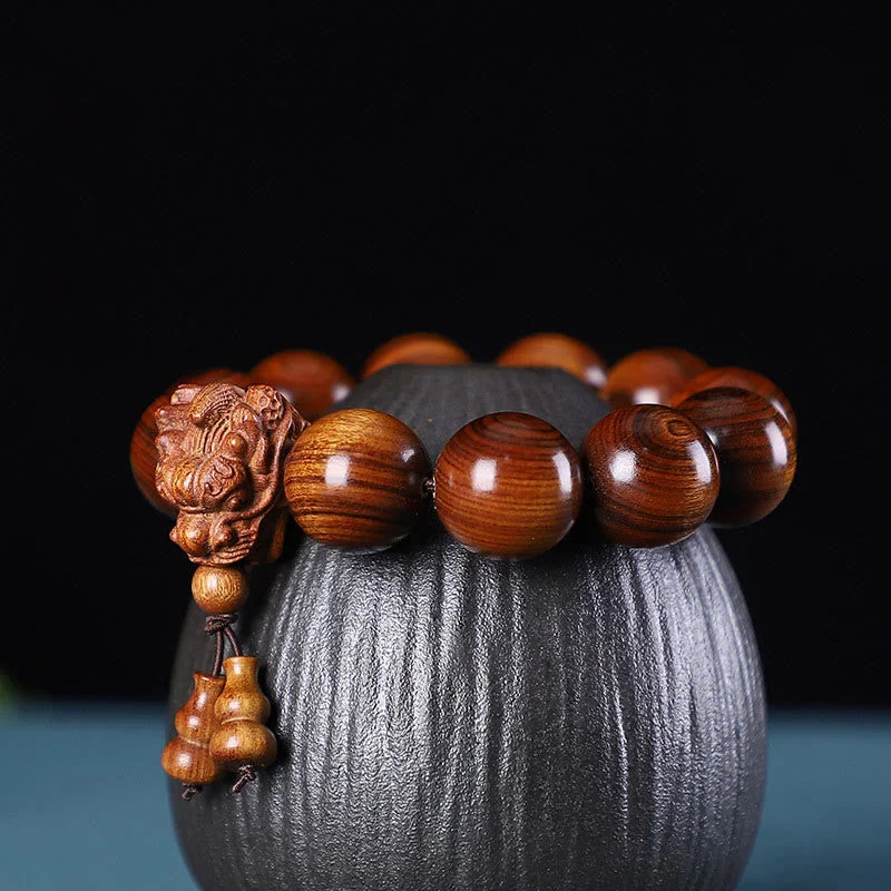 Casual Bracelets for Men with Simple Design-Buddha Stones Rosewood Green Sandalwood Small Leaf Red Sandalwood Agarwood Dragon Carved Protection Bracelet Casual Bracelets for Men with Simple Design-Buddha Stones Rosewood Green Sandalwood Small Leaf Red Sandalwood Agarwood Dragon Carved Protection Bracelet