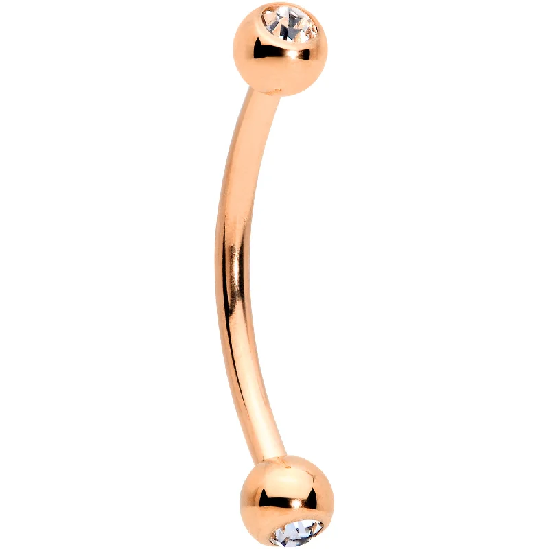 Women's Earrings – Elegant Designs for Every Personality--16 Gauge 1/2 Clear Gem Ball End Rose Gold Tone Curved Barbell