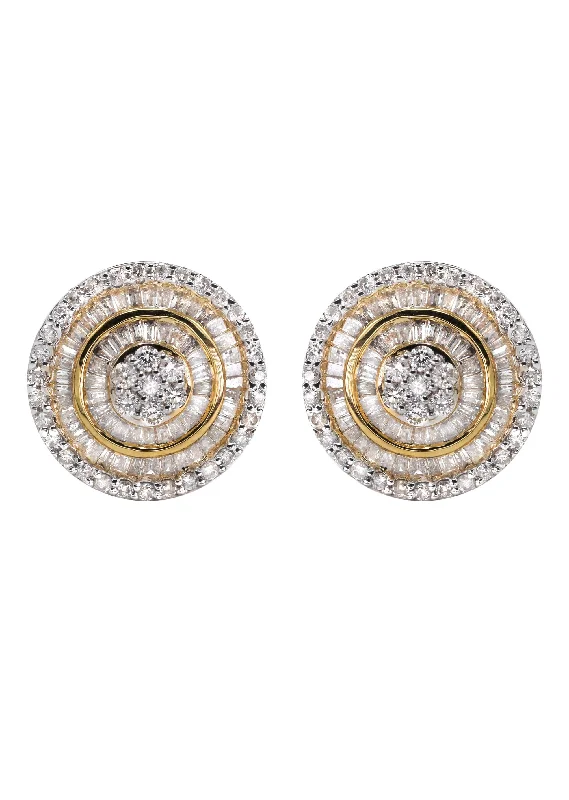 Shop Durable Men's Earrings for Everyday Wear-14K Yellow Gold Diamond Baguette Earrings For Men | 0.96 Carats | 3.71 Grams Shop Durable Men's Earrings for Everyday Wear-14K Yellow Gold Diamond Baguette Earrings For Men | 0.96 Carats | 3.71 Grams