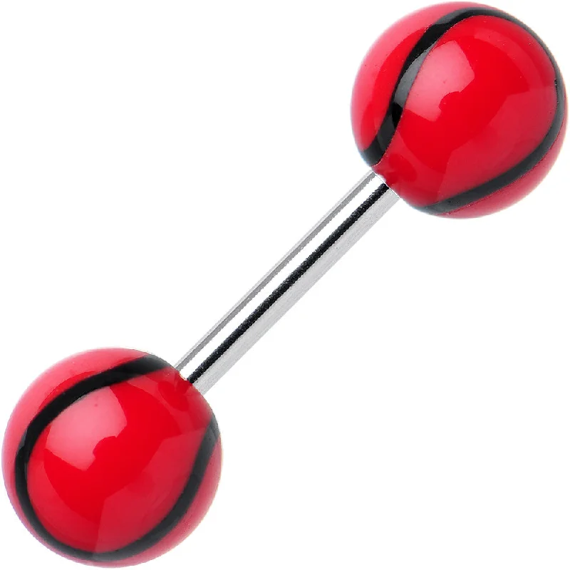 Women's Earrings – Elegant Designs for Every Personality--Red Acrylic Playing Doubles Tennis Ball Barbell Eyebrow Ring