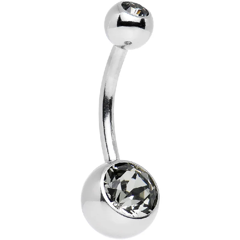 Stunning Belly Rings for Glamorous Fashion -Black Misted Double Gem Belly Ring Created with Crystals Stunning Belly Rings for Glamorous Fashion -Black Misted Double Gem Belly Ring Created with Crystals