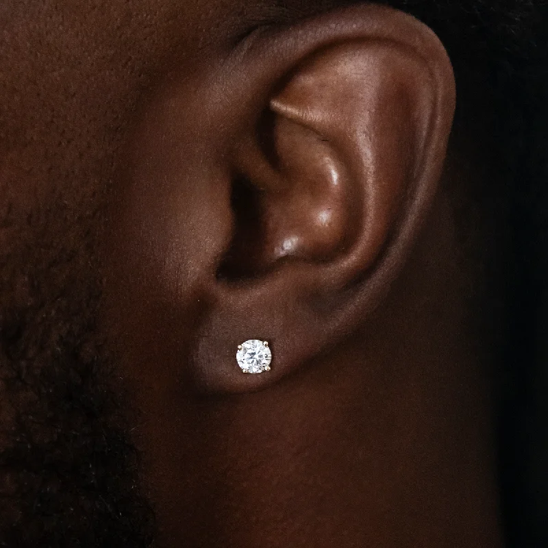 Shop Durable Men's Earrings for Everyday Wear-5mm Round Cut Diamond Stud Earrings in Yellow Gold Shop Durable Men's Earrings for Everyday Wear-5mm Round Cut Diamond Stud Earrings in Yellow Gold