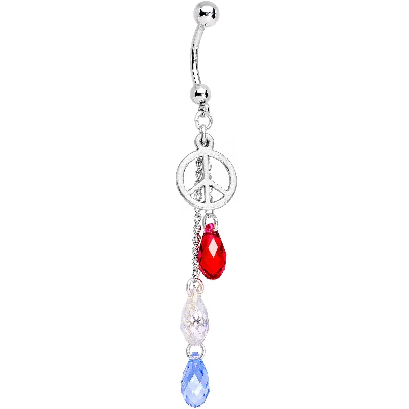 Belly Rings with Designer Finish for Exclusive Looks -American Peace Reversible Belly Ring Created with Crystals Belly Rings with Designer Finish for Exclusive Looks -American Peace Reversible Belly Ring Created with Crystals