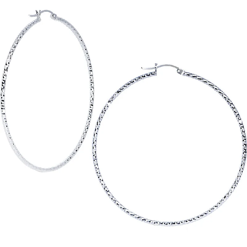 Women's Earrings – Elegant Designs for Every Personality--925 Sterling Silver 2 1/2 Inch Diamond Cut Hoop Earrings