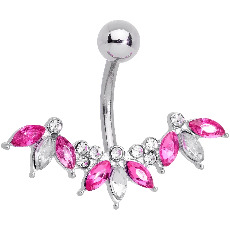 Stunning Belly Rings with Colorful Stones -Clear Pink Gem Comely Clusters Belly Ring Stunning Belly Rings with Colorful Stones -Clear Pink Gem Comely Clusters Belly Ring