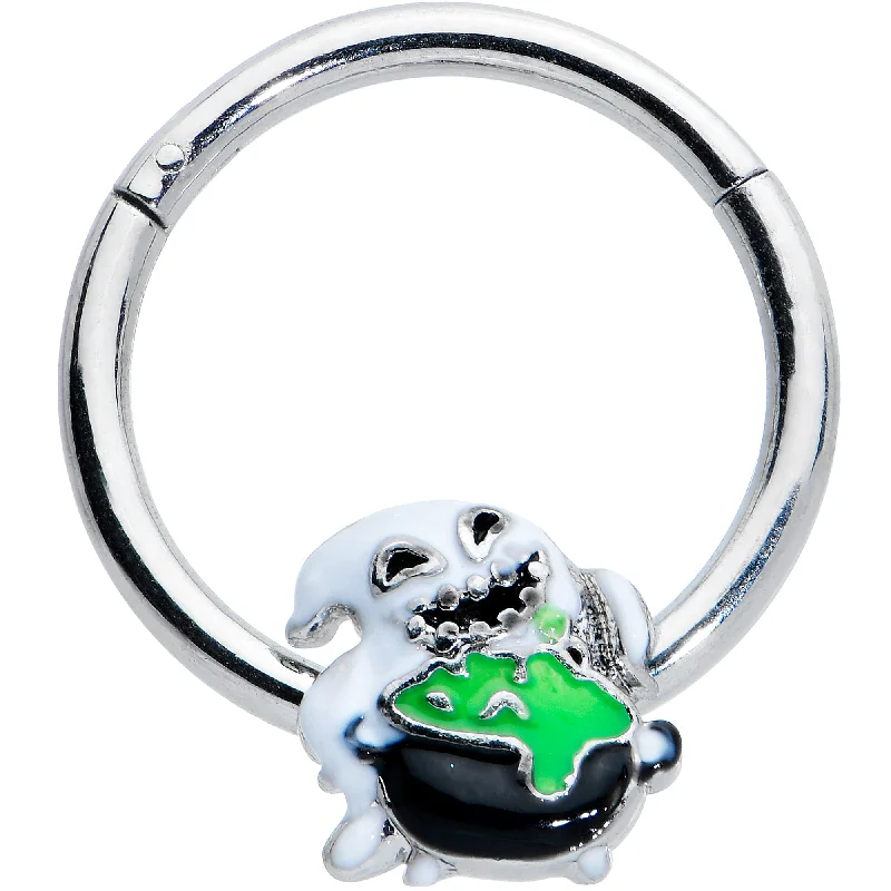 Nose Rings with Elegant Patterns -16 Gauge 3/8 Ghost Goo Cauldron Halloween Hinged Segment Ring Nose Rings with Elegant Patterns -16 Gauge 3/8 Ghost Goo Cauldron Halloween Hinged Segment Ring