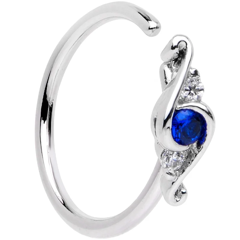 Nose Rings with Chic Detailing -20 Gauge 5/16 Blue Clear Gem Oceans Eye Seamless Circular Ring Nose Rings with Chic Detailing -20 Gauge 5/16 Blue Clear Gem Oceans Eye Seamless Circular Ring