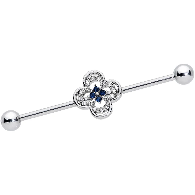 Women's Earrings – Elegant Designs for Every Personality--14 Gauge Blue Gem Stylized Deco Cross Industrial Barbell 38mm Women's Earrings – Elegant Designs for Every Personality--14 Gauge Blue Gem Stylized Deco Cross Industrial Barbell 38mm