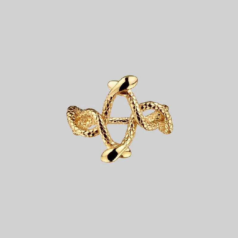 Chic Women's Rings for Fashion-Forward Looks-DECEIPT. Four Headed Snake Ring - Gold